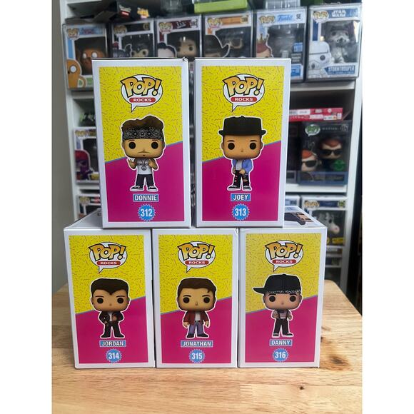 COMPLETE SET New Kids on the Block Funko Pops Donnie Joey Danny Jordan Jonathan - Picture 2 of 6
